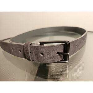 Express 34/36 Genuine Leather Belt Silver Tone Brushed Buckle